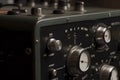 Old radio transmitter and receiver details, closeup view Royalty Free Stock Photo