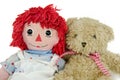 Old rag doll with teddy bear Royalty Free Stock Photo