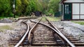 Old rail road perspective view. Royalty Free Stock Photo