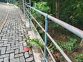 Old railings on the side of the road Royalty Free Stock Photo