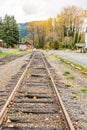 old railroad in autumn season,mt Rainier National park area,Elbe,Washington,USA.