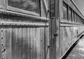 Old railroad car, black and white Royalty Free Stock Photo