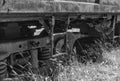 Old railroad car suspension, black and white Royalty Free Stock Photo