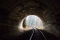 Old railroad in remote rural area in Europe, in autumn