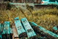 Old railroad sleeper,Selective focus wooden railway Royalty Free Stock Photo