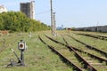 Old railroad switch lantern for rail travel in the right direction