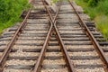 Old railroad track with switch and wooden ties Royalty Free Stock Photo