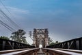 Old railroad tracks on Black Bridge or Lampang Railway Bridge Royalty Free Stock Photo