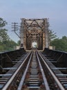 Old railroad tracks on Black Bridge or Lampang Railway Bridge Royalty Free Stock Photo