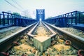 Old railroad tracks on Black Bridge or Lampang Railway Bridge. Railway bridge on river at Lampang thailand. Royalty Free Stock Photo