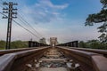 Old railroad tracks on Black Bridge or Lampang Railway Bridge Royalty Free Stock Photo