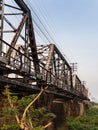 Old railroad tracks on Black Bridge or Lampang Railway Bridge Royalty Free Stock Photo