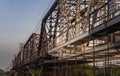 Old railroad tracks on Black Bridge or Lampang Railway Bridge Royalty Free Stock Photo