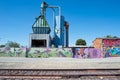 Old railroad tracks and industry in South Los Angeles Royalty Free Stock Photo