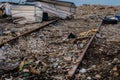 Old railroad tracks used to launch ships Royalty Free Stock Photo