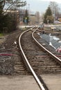 Rails on the reconstructed railway station Royalty Free Stock Photo