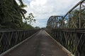 Old railway and border bridge across the Sixaola River between Costa Rica and Panama