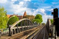 Old railway bridge in Berlin view of the old city