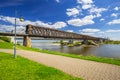 Old railway bridge over Vistula river in Tczew Royalty Free Stock Photo