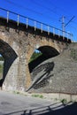 Old railway bridge over the road Royalty Free Stock Photo