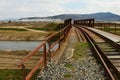 Old railway bridge to construction site of Jaguar Land Rover facility in Nitra, Slovakia