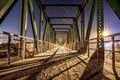 An old railway bridge on which a bicycle path now runs