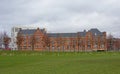 Old railway building in Park Spoor Noord city park in Antwerp, Belgium