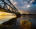 Old railway drawbridge on the Oder River in Szczecin Royalty Free Stock Photo