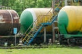 Old railway fuel tanks on the station Royalty Free Stock Photo