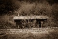 An old railway hut in Austria, sepia colored
