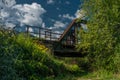 Old railway iron bridge near Liptovska Porubka village Royalty Free Stock Photo