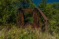 Old railway iron bridge near Liptovska Porubka village Royalty Free Stock Photo