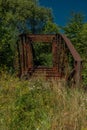 Old railway iron bridge near Liptovska Porubka village Royalty Free Stock Photo