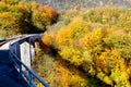 Old Railway Oravita-Anina in Banat-viaduct. Typical landscape in the forests of Transylvania, Romania. Autumn view. Royalty Free Stock Photo