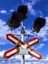 Old railway semaphore against the sky Royalty Free Stock Photo