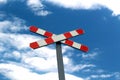 Old railway sign in the blue sky Royalty Free Stock Photo