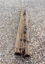 Old weathered wooden railway sleeper