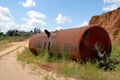 Old railway tank for transportation mineral oil Royalty Free Stock Photo