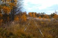 The old Railway track in the fall. Royalty Free Stock Photo
