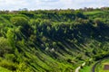 old railway track on the morning hills landscape Royalty Free Stock Photo