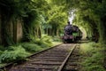 old railway track with a restored steam engine Royalty Free Stock Photo