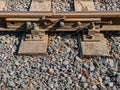 Old railway track with rusty rails and wooden sleepers Royalty Free Stock Photo