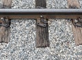 Old railway track with the wooden sleeper.