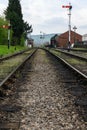 Old railway tracks and signals Royalty Free Stock Photo