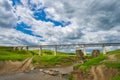 Old railway viaduct crossing a river Royalty Free Stock Photo