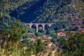 Old railway viaduct in the mountains Royalty Free Stock Photo