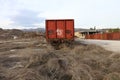 Old railway wagons in an abandoned station Royalty Free Stock Photo