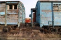 Old railway wagons in an abandoned station Royalty Free Stock Photo