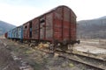 Old railway wagons in an abandoned station Royalty Free Stock Photo