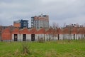 Old railway warehouse in Park spoor Noord city park, Antwerp Royalty Free Stock Photo